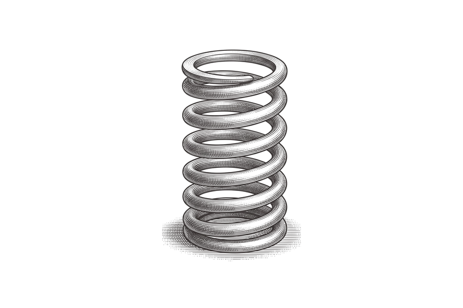 Ink etching of a tightly wound coil.